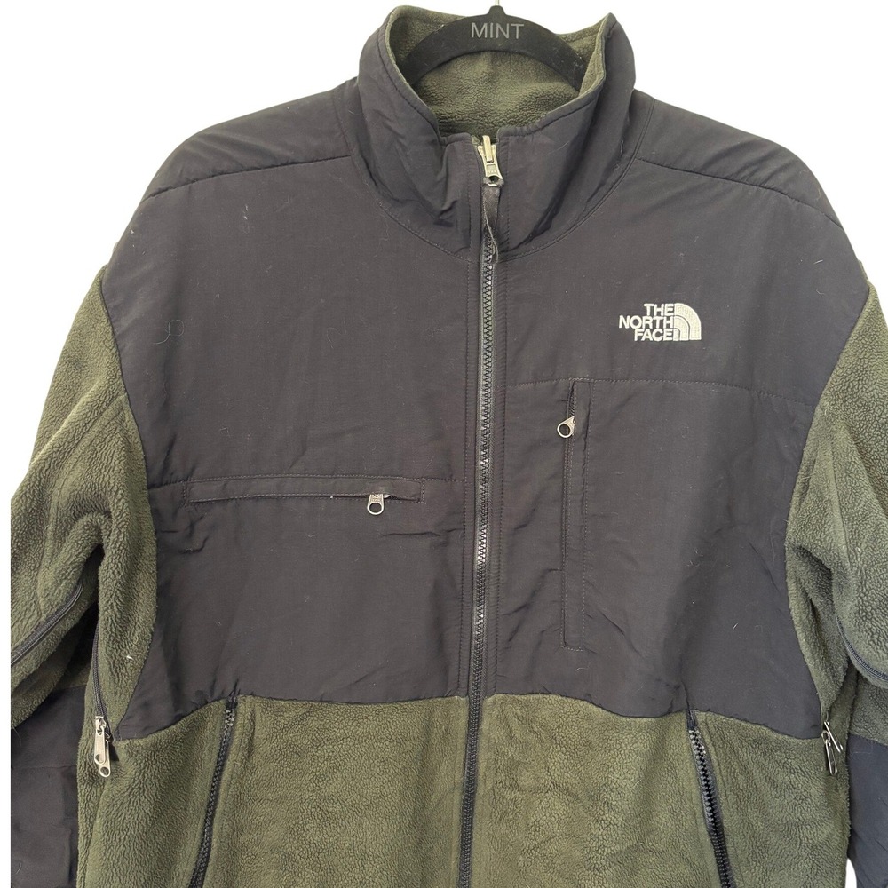 The North Face Denali Fleece Jacket Mens Medium Olive‎ Green Black Full Zip TNF